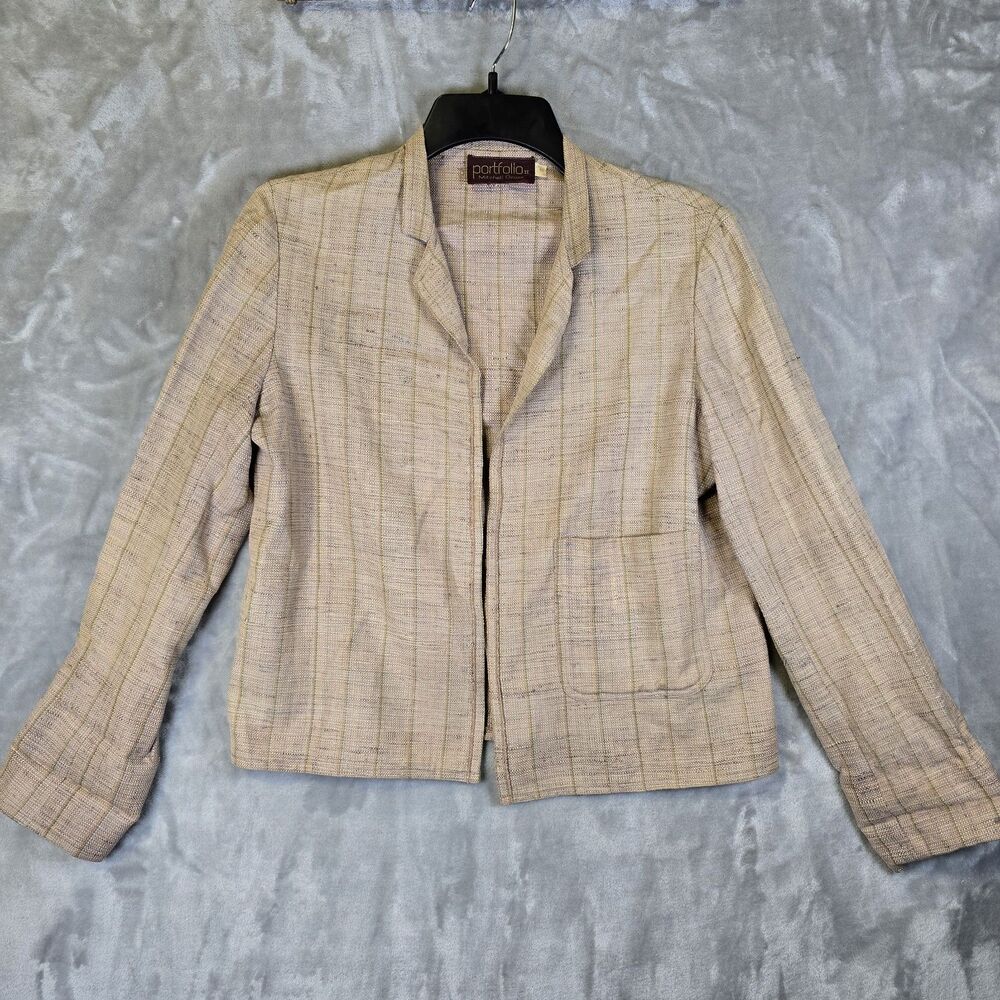 Vtg Portfolio Mitchell Gross Womens Blazer 8 Silk Cotton Pocket Boho Hippie